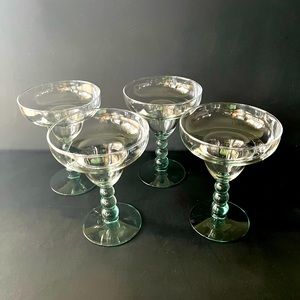 Libbey Margarita Glasses with Green Bubble Stem - Set of 4